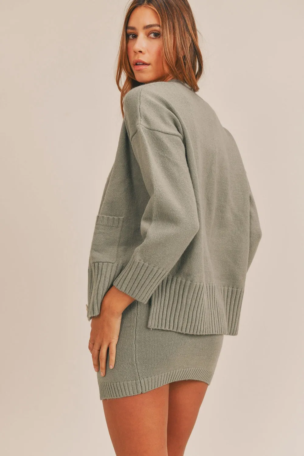3 Piece Sweater Set in Dusty Olive