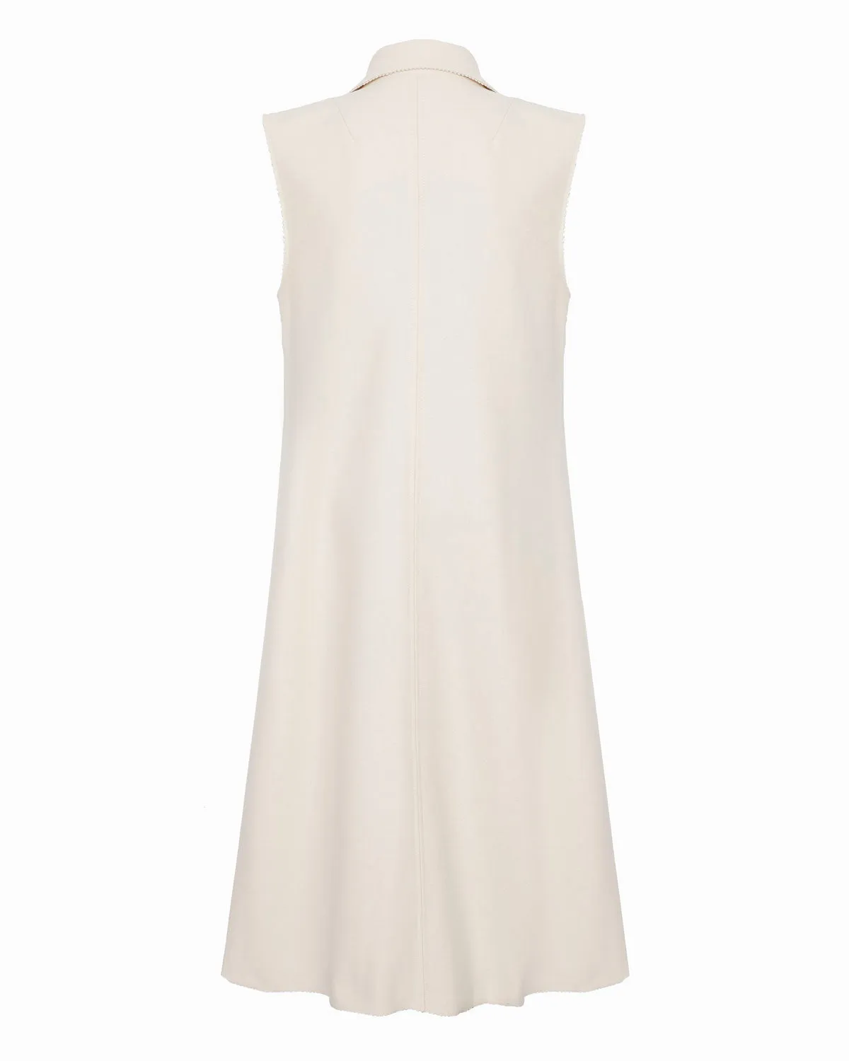 OWEN LONGLINE SLEEVELESS VEST - CASHMERE MIX - ECRU