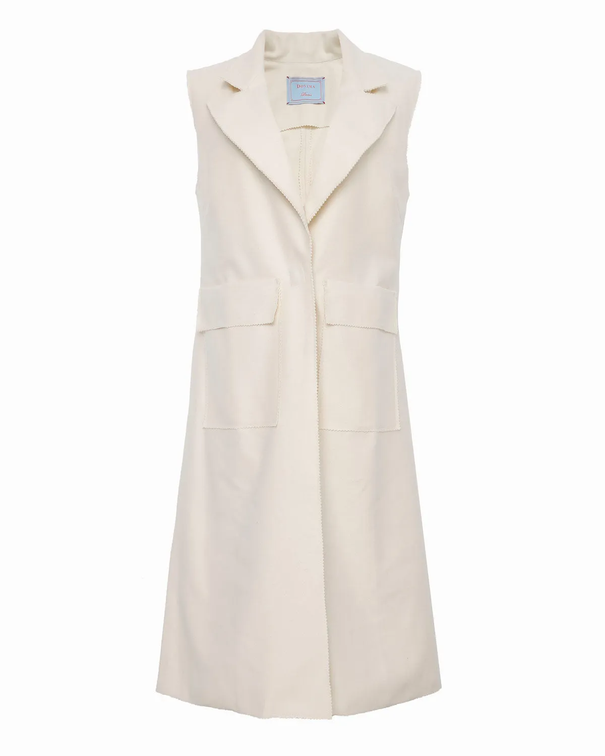 OWEN LONGLINE SLEEVELESS VEST - CASHMERE MIX - ECRU