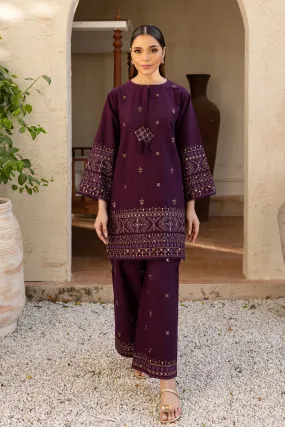 Plum 2Pc - Boring Embroidered Dress
