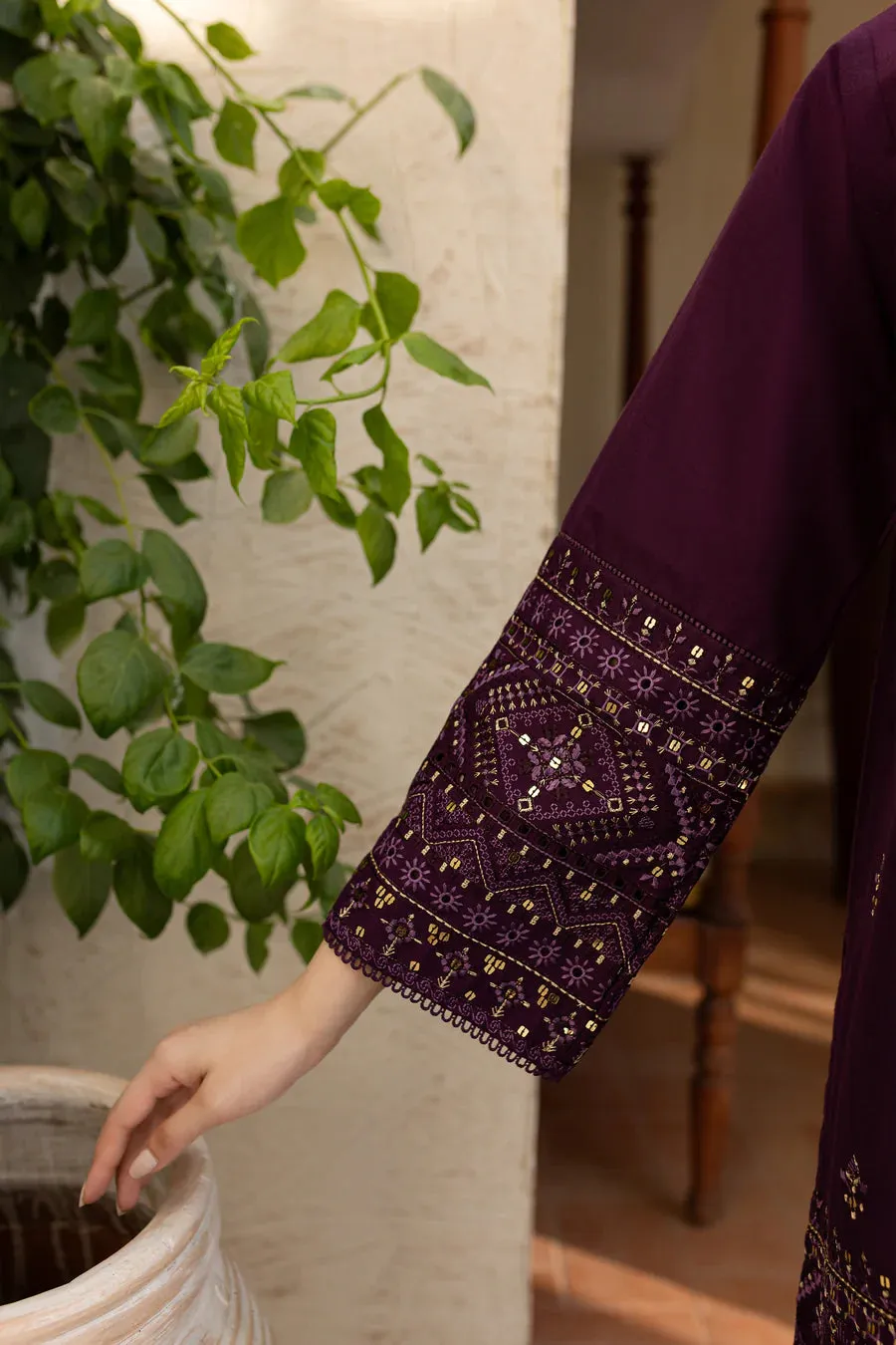 Plum 2Pc - Boring Embroidered Dress
