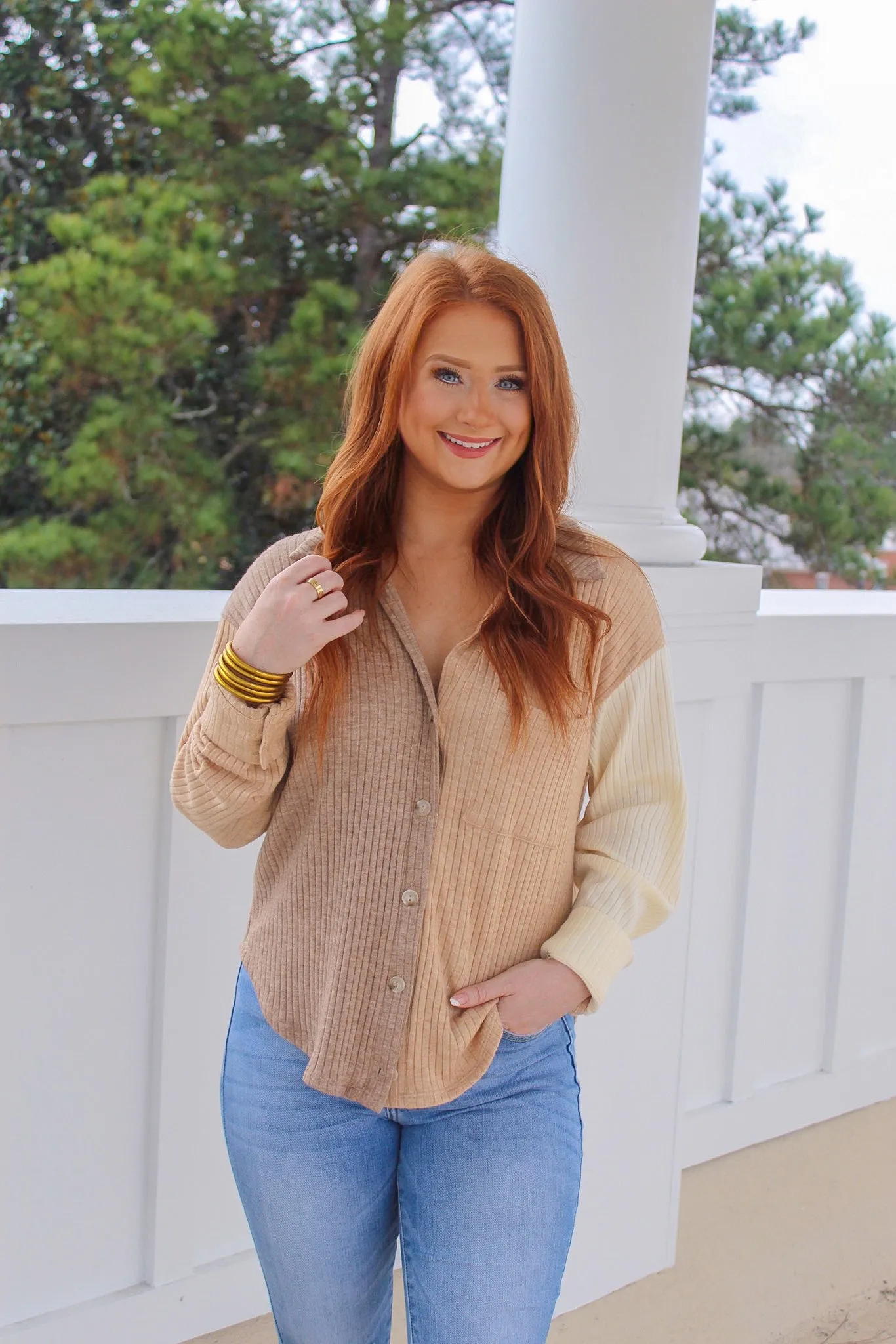 Tami Contrast Shacket-Mocha/Multi