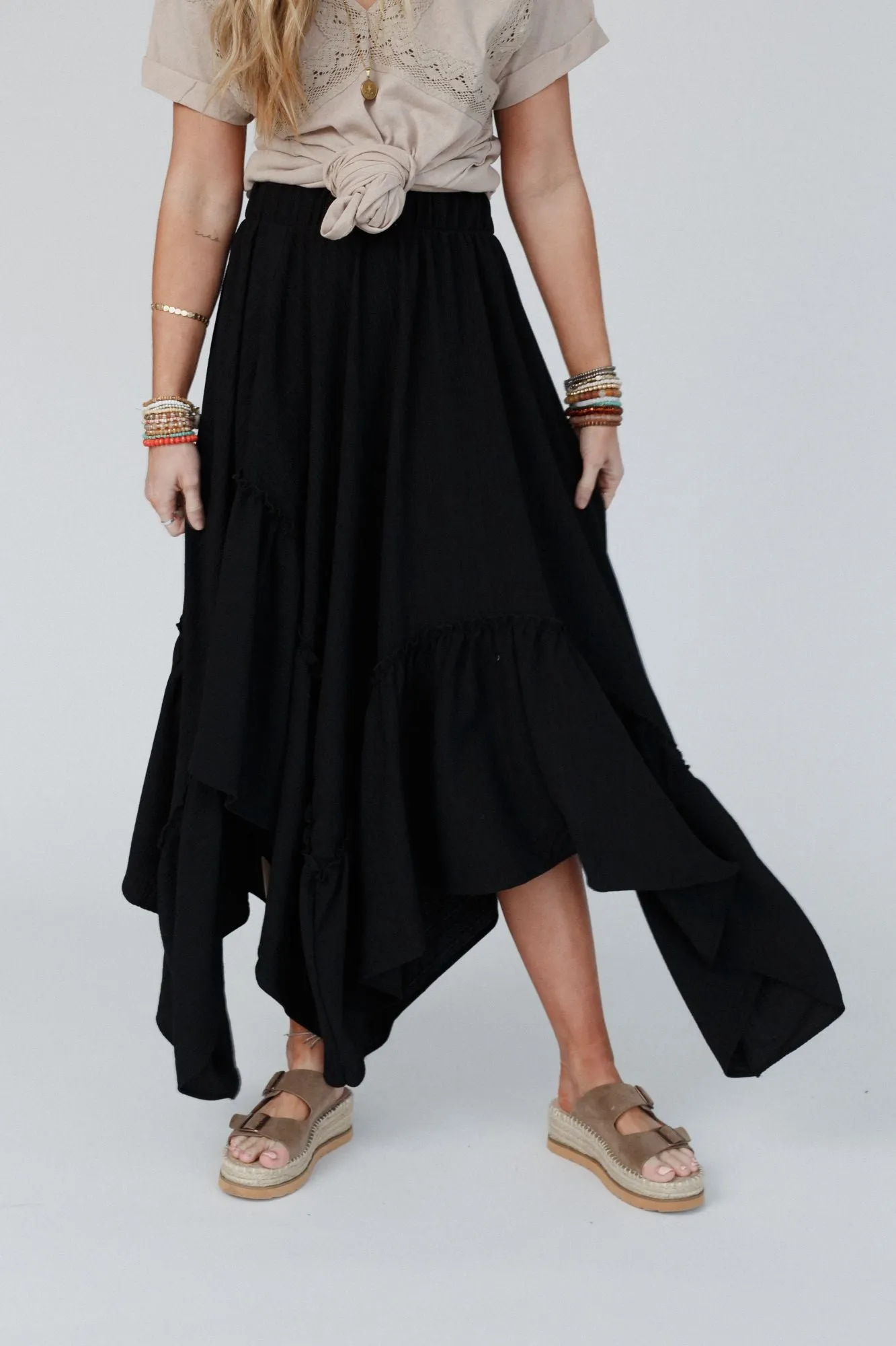 The Nest Swing Of Things Pocketed Midi Skirt - Black