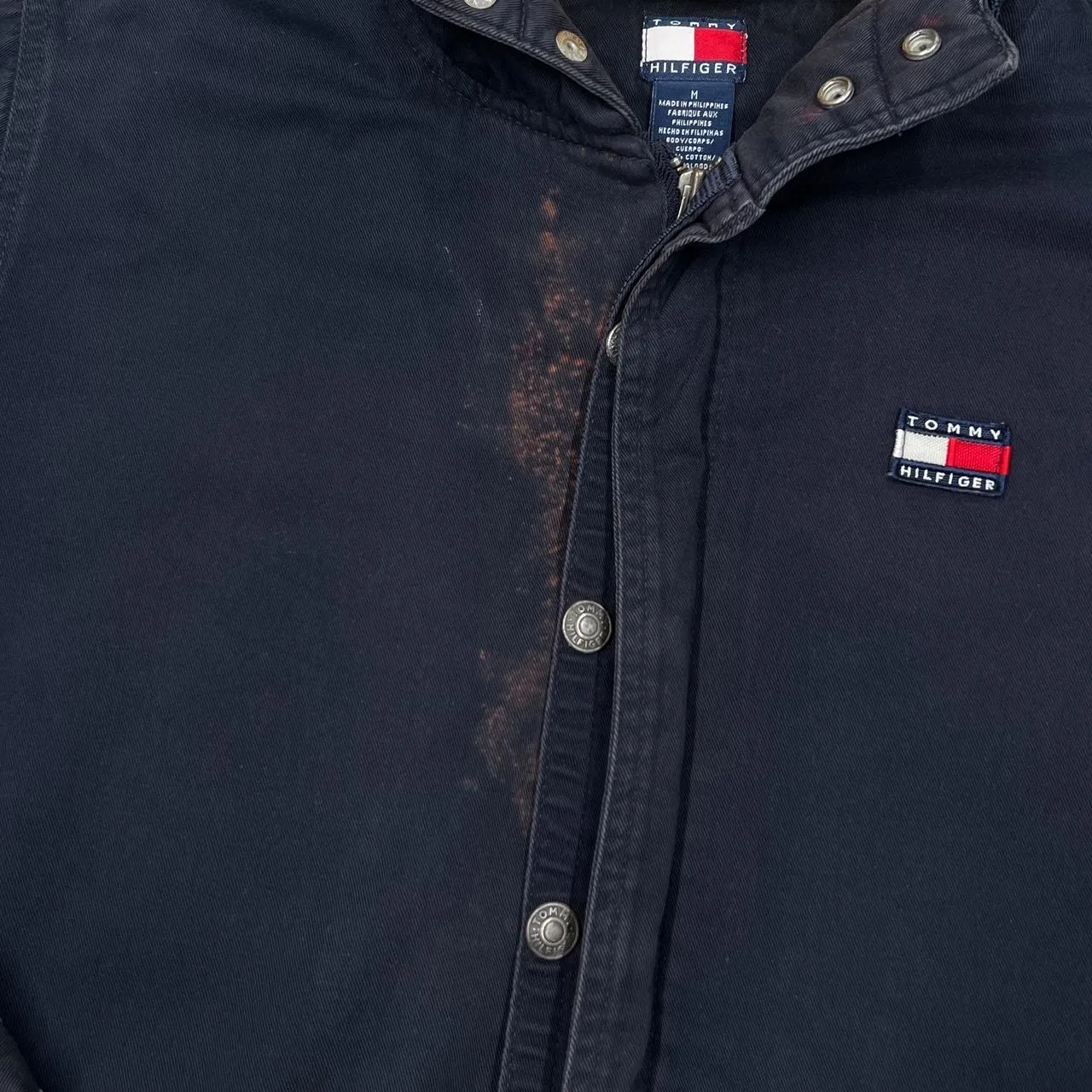 Vintage TOMMY HILFIGER JEANS Mini Logo Fleece Lined Hooded Canvas Jacket