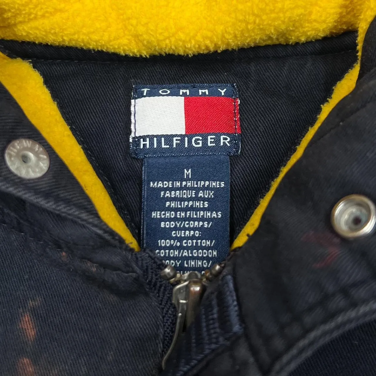 Vintage TOMMY HILFIGER JEANS Mini Logo Fleece Lined Hooded Canvas Jacket