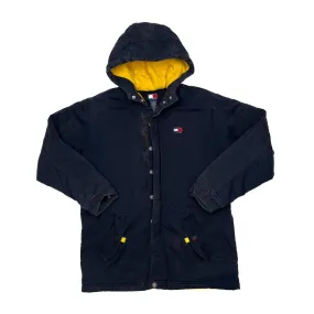 Vintage TOMMY HILFIGER JEANS Mini Logo Fleece Lined Hooded Canvas Jacket