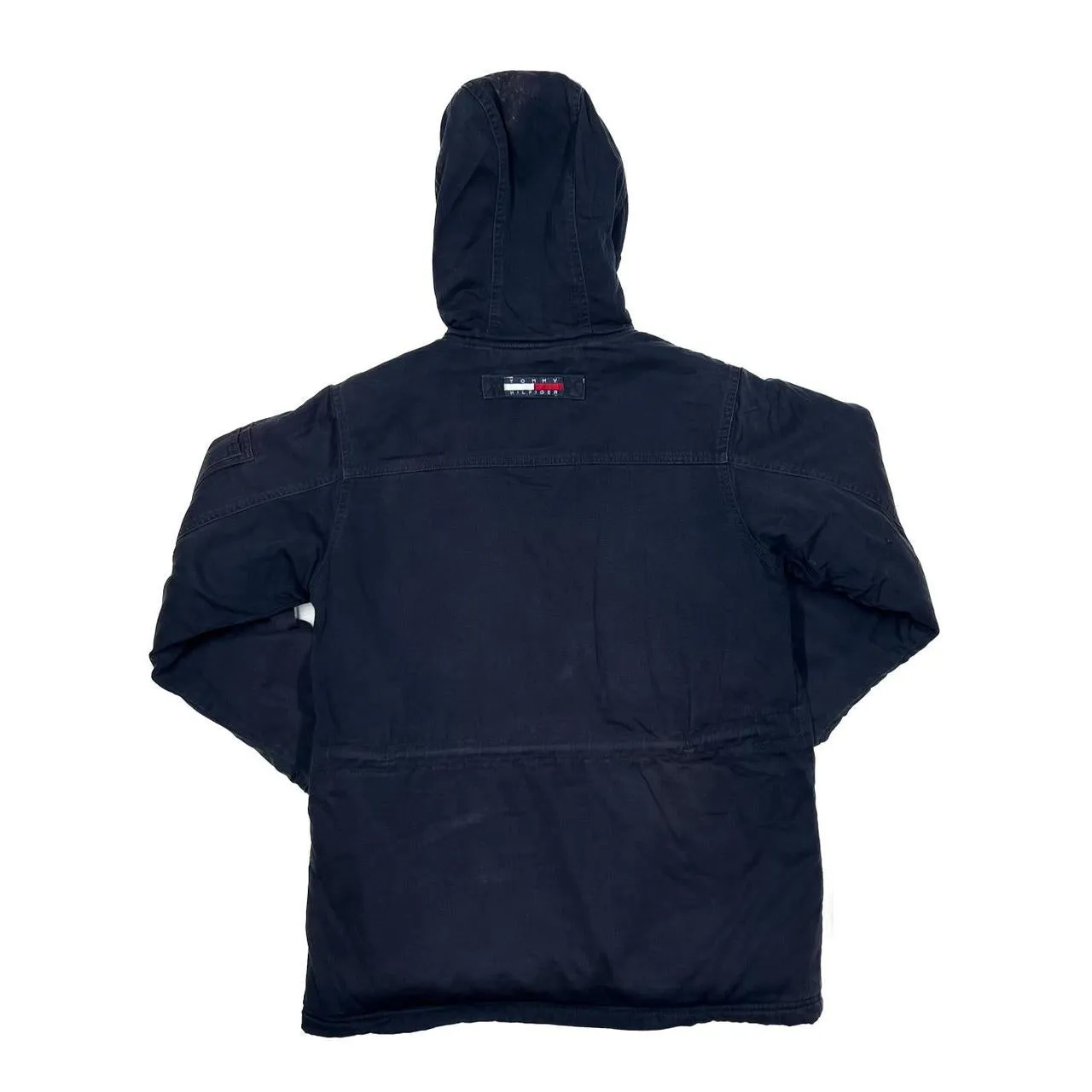 Vintage TOMMY HILFIGER JEANS Mini Logo Fleece Lined Hooded Canvas Jacket